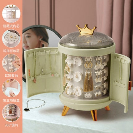 Organizador de joyas giratorio con forma de corona