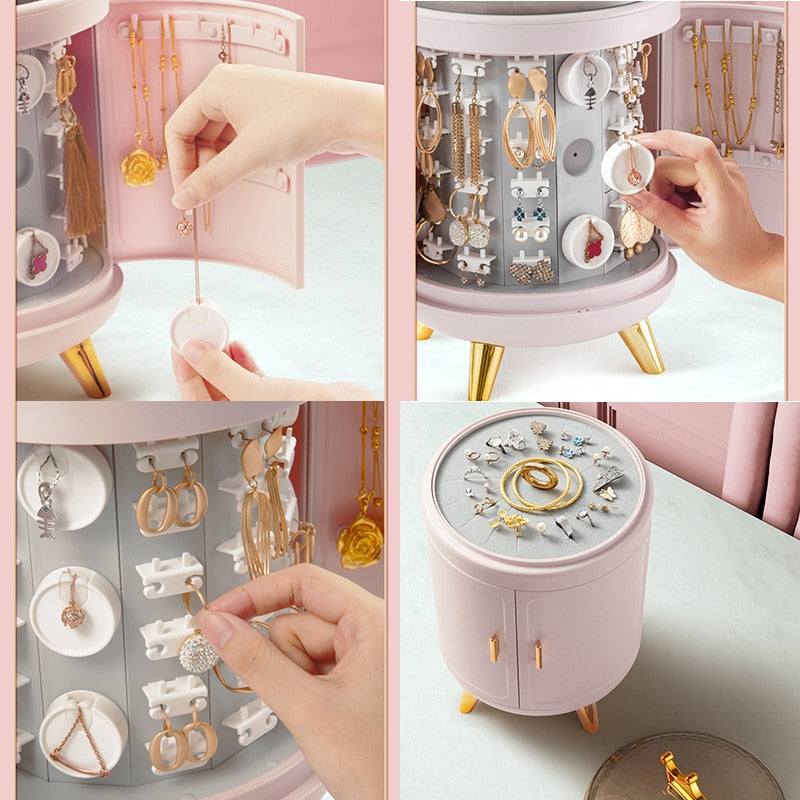 Organizador de joyas giratorio con forma de corona