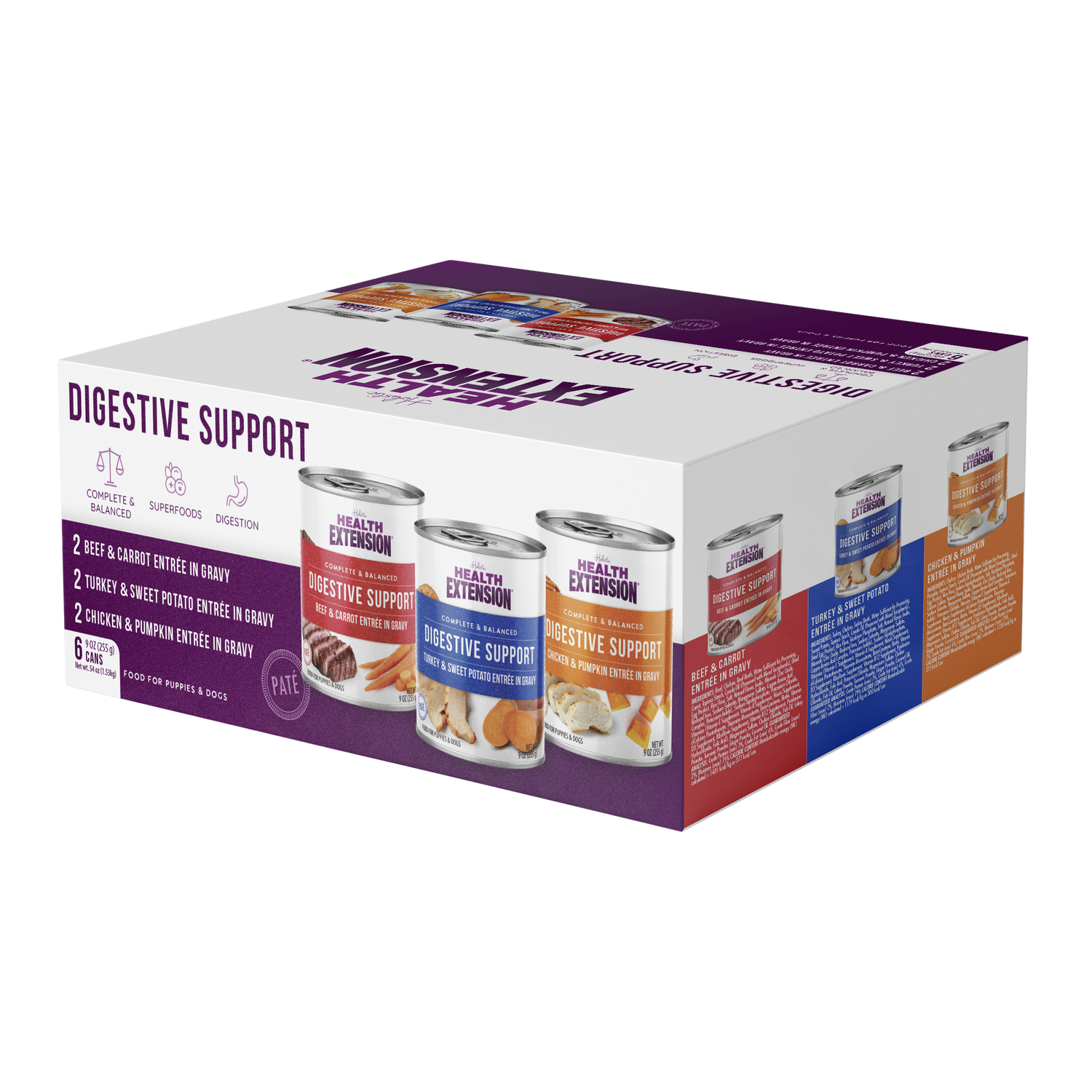 Digestive Support Variety Pack – Chicken, Beef & Turkey Entrées