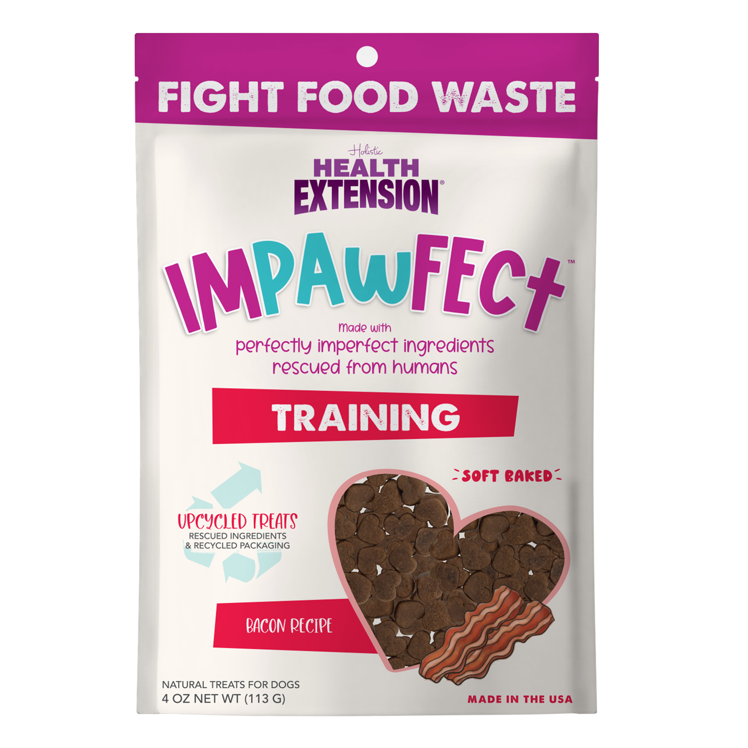 Premios de entrenamiento con tocino Impawfect™ – Bocadillos para perros ecológicos y de subproductos