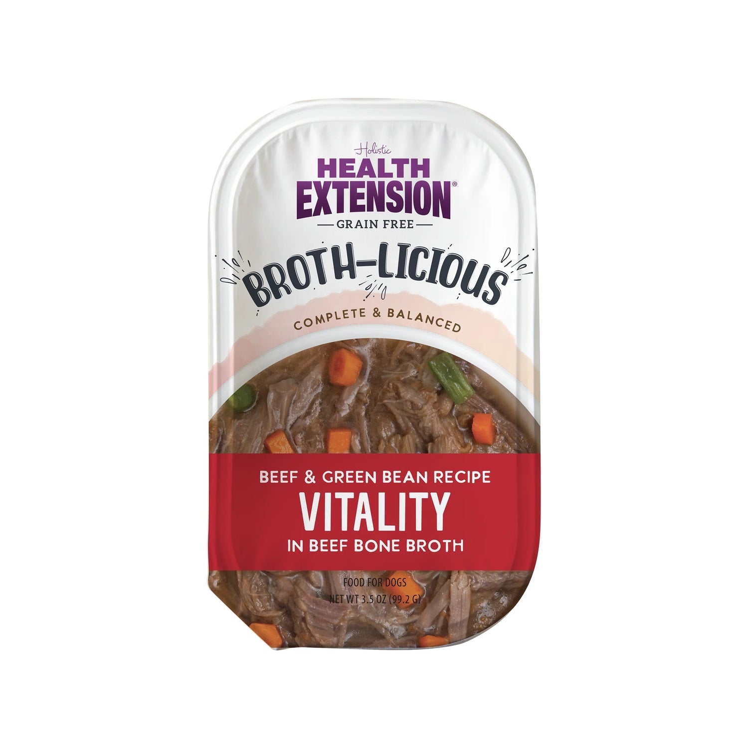 Health Extension Broth-Licious Vitalidad – Res y Judías Verdes en Caldo de Hueso (3.5 oz)
