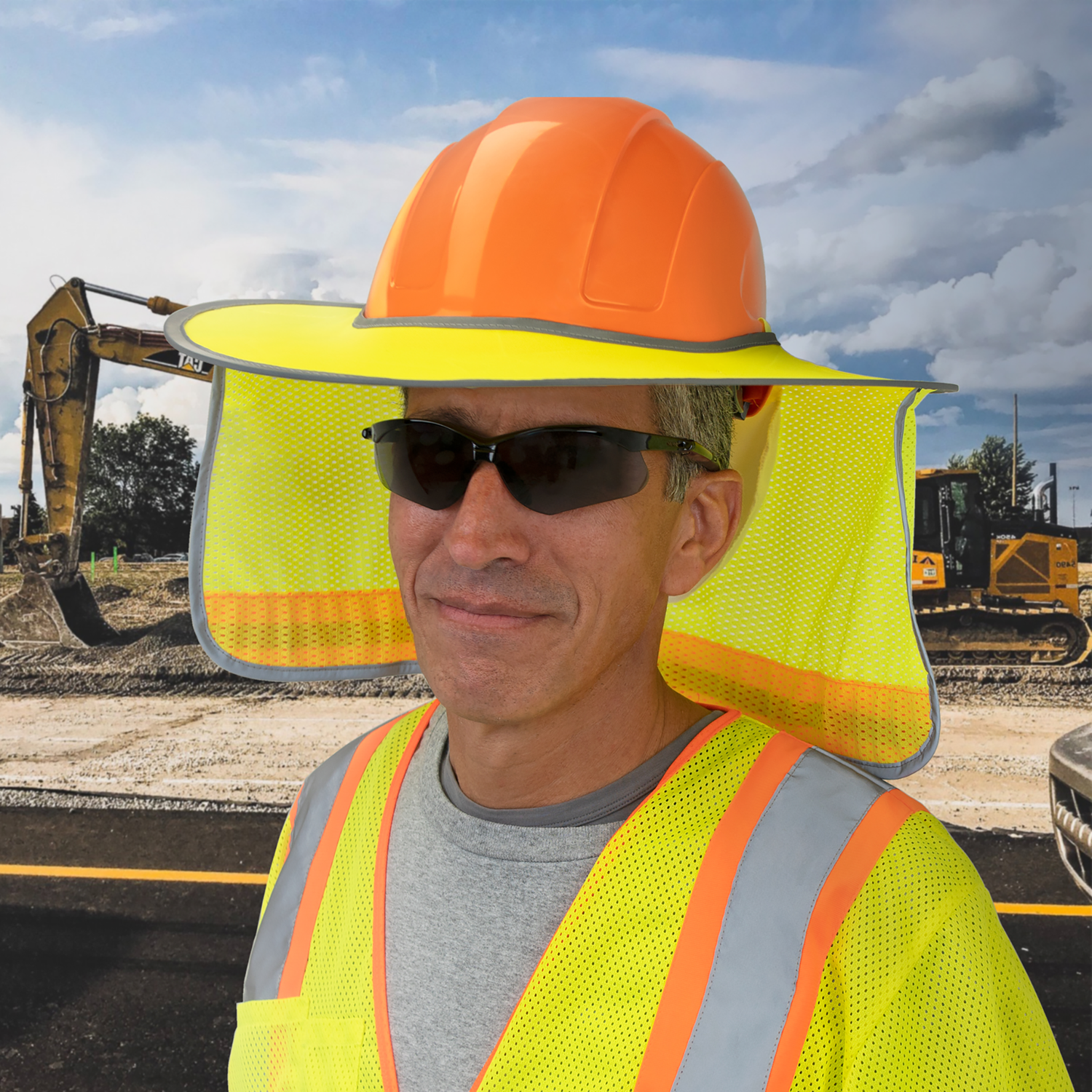Hi-Vis Two-Tone Sun Shield for Cap Style Hard Hat