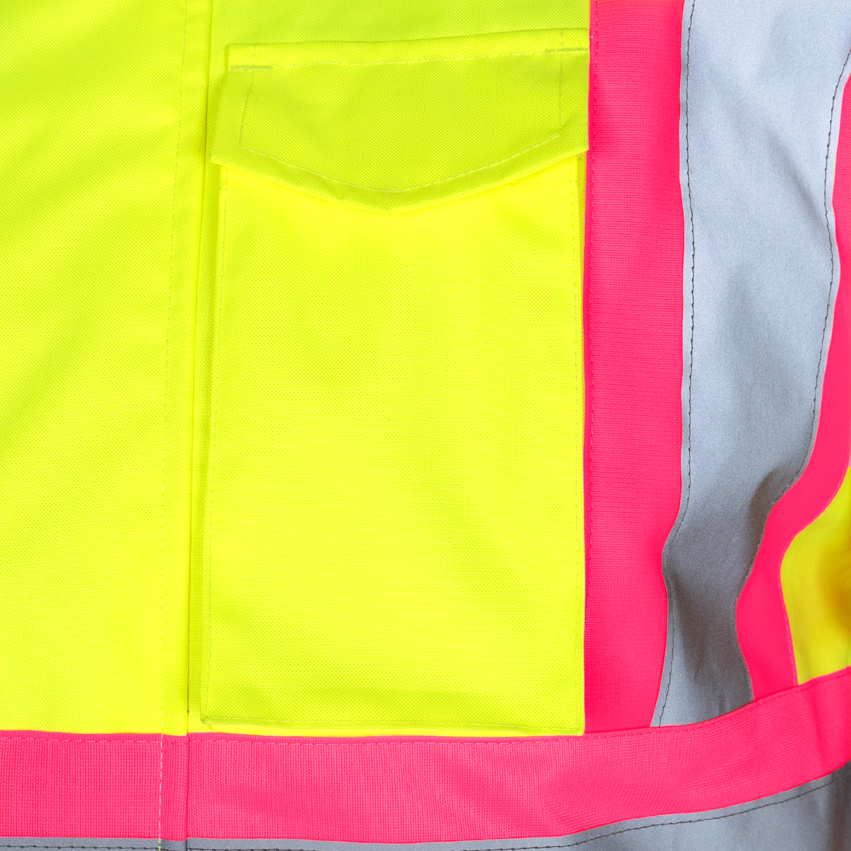 Hi-Vis Two Tone Safety Jacket with Reflective Tapes and Pink Contrast - PinkFit Collection