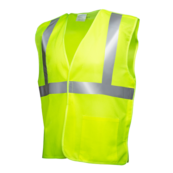 Hi-Vis Yellow Mesh Tearaway Safety Vest with 2” Reflective Strips and Pocket