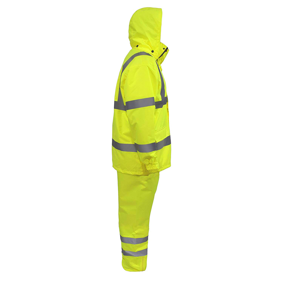 Hi-Vis Yellow Rain Set - Pants & Jacket with 2" Reflective Strips