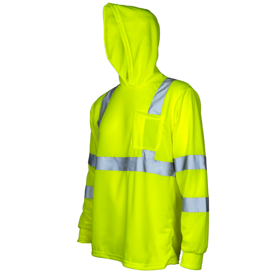 High Visibility Long Sleeve Safety Shirt With Reflective Strips and Hoodie