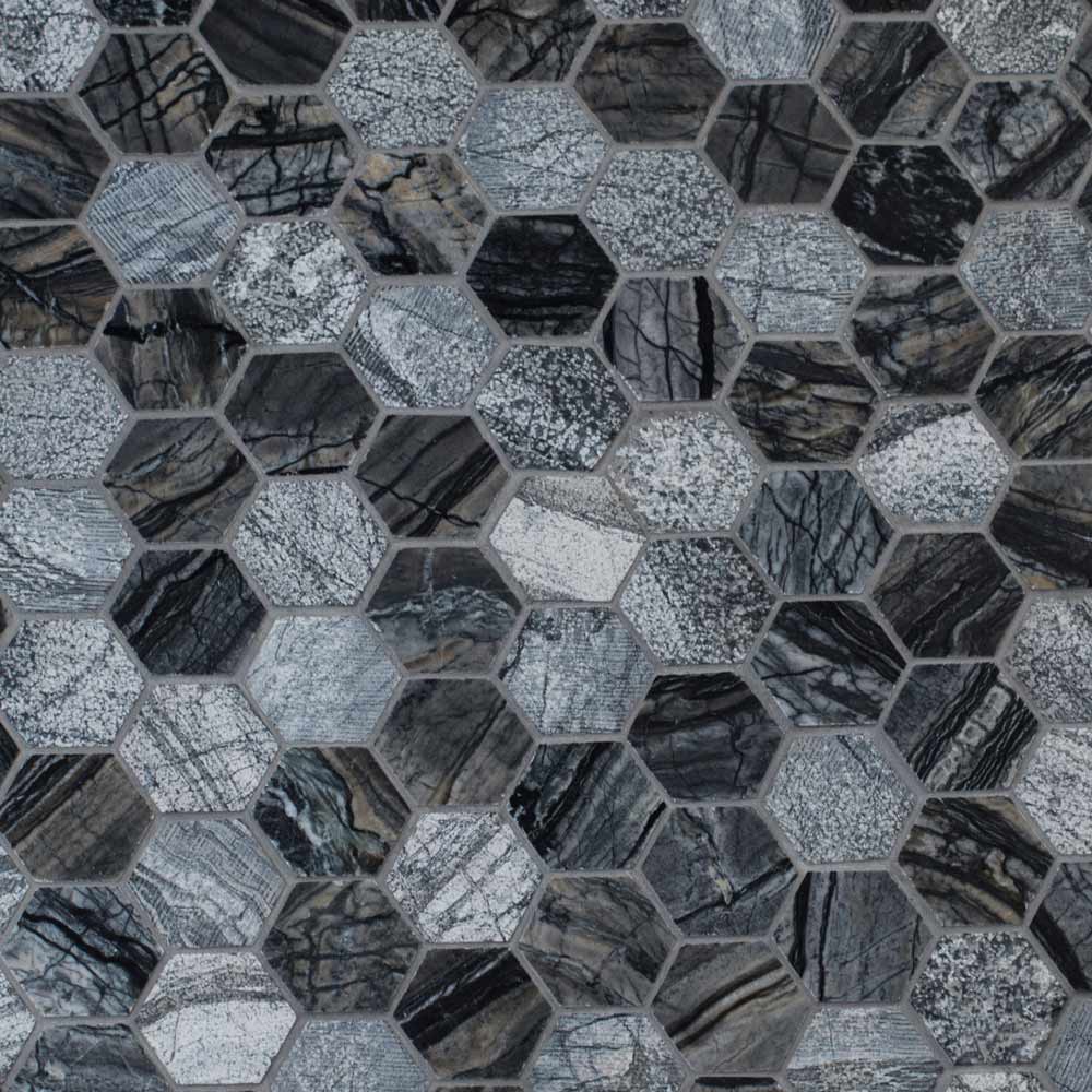 Henley 11.75" x 12" Natural Marble Mesh-Mounted Mosaic Tile 2" Hexagon-MSI Collection