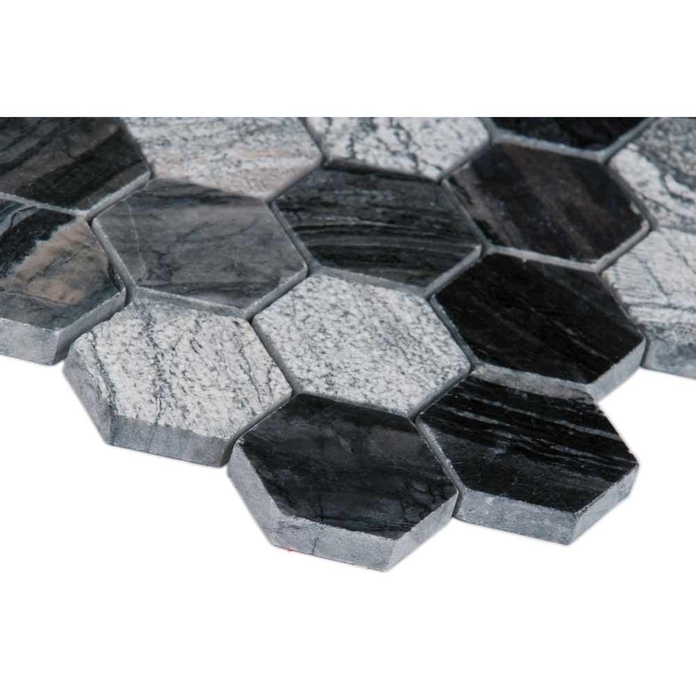 Henley 11.75" x 12" Natural Marble Mesh-Mounted Mosaic Tile 2" Hexagon-MSI Collection