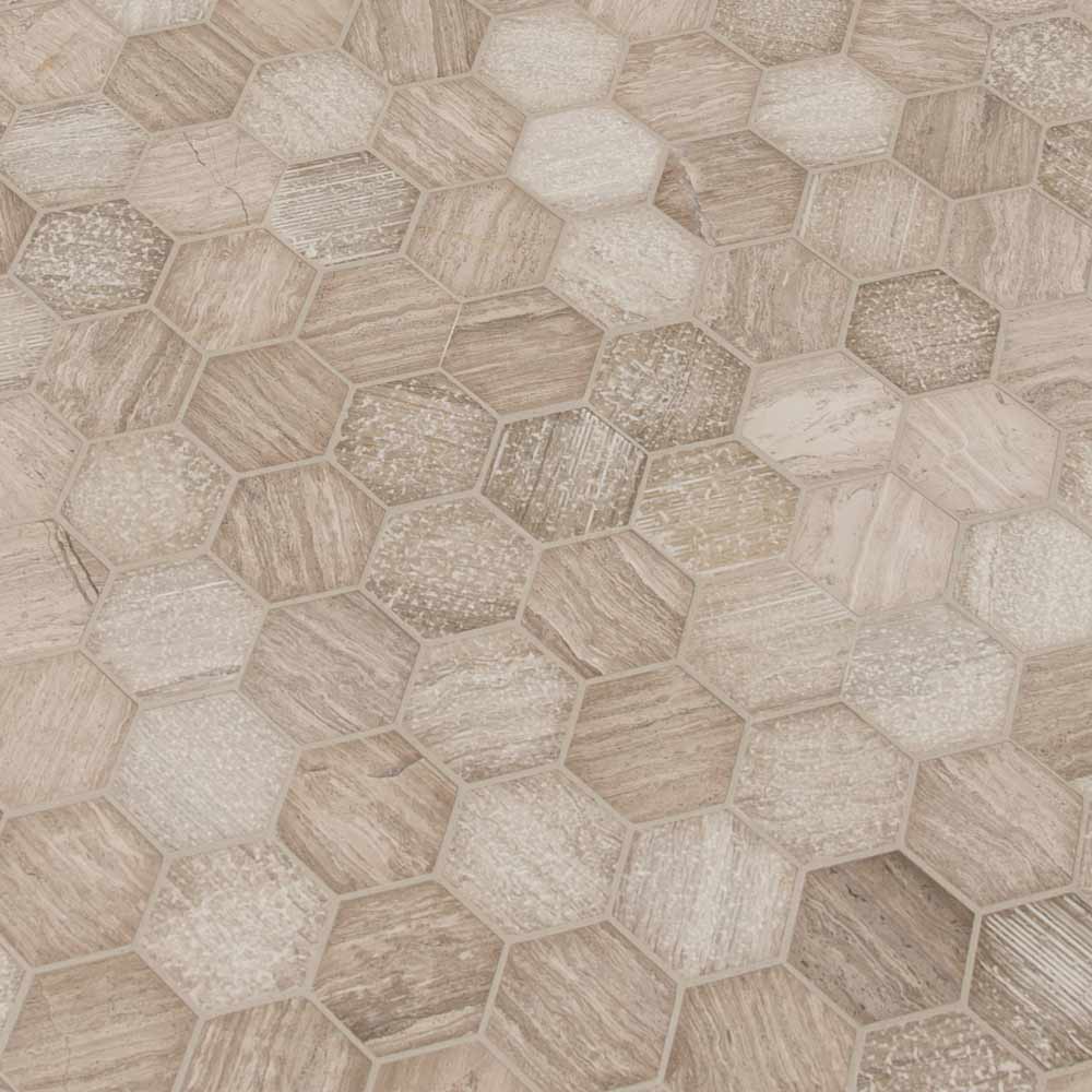 Honeycomb 11.75" x 12" Natural Marble Mesh-Mounted Mosaic Floor and Wall Tile 2" Hexagon-MSI Collection