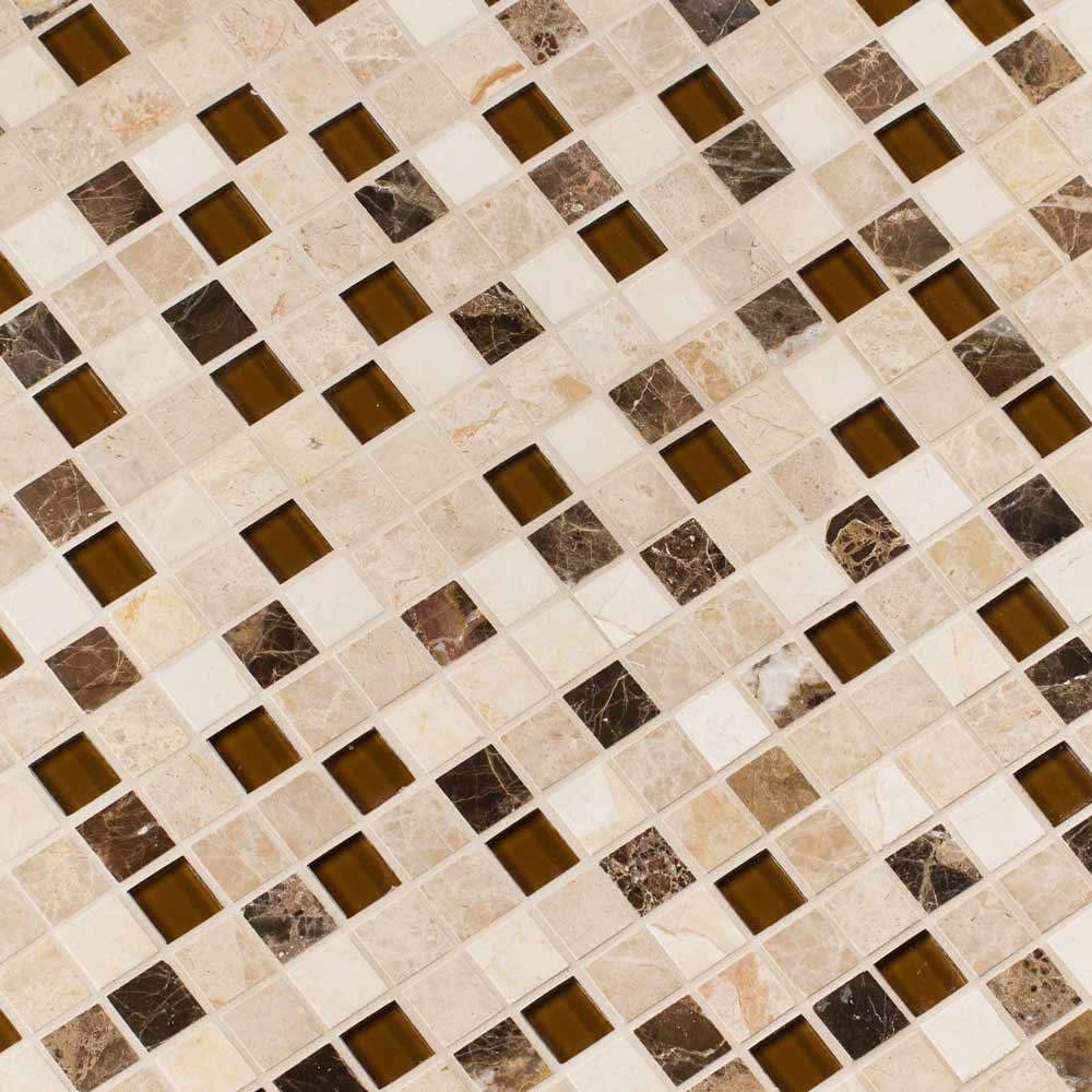 Ibiza Blend 12" x 12" Glass and Stone Mesh-Mounted Mosaic Tile 1" x 1"-MSI Collection