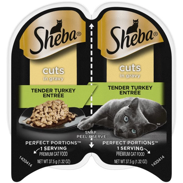 Alimento húmedo para gatos Sheba Perfect Portions, trozos de pavo en salsa (2.65 oz)