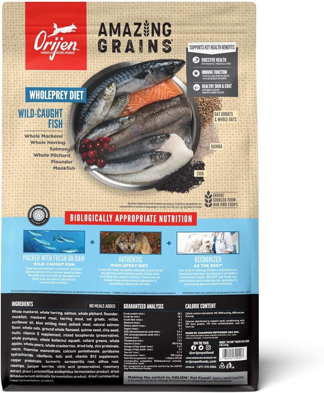 Alimento seco para perros Orijen Amazing Grains Six Fish