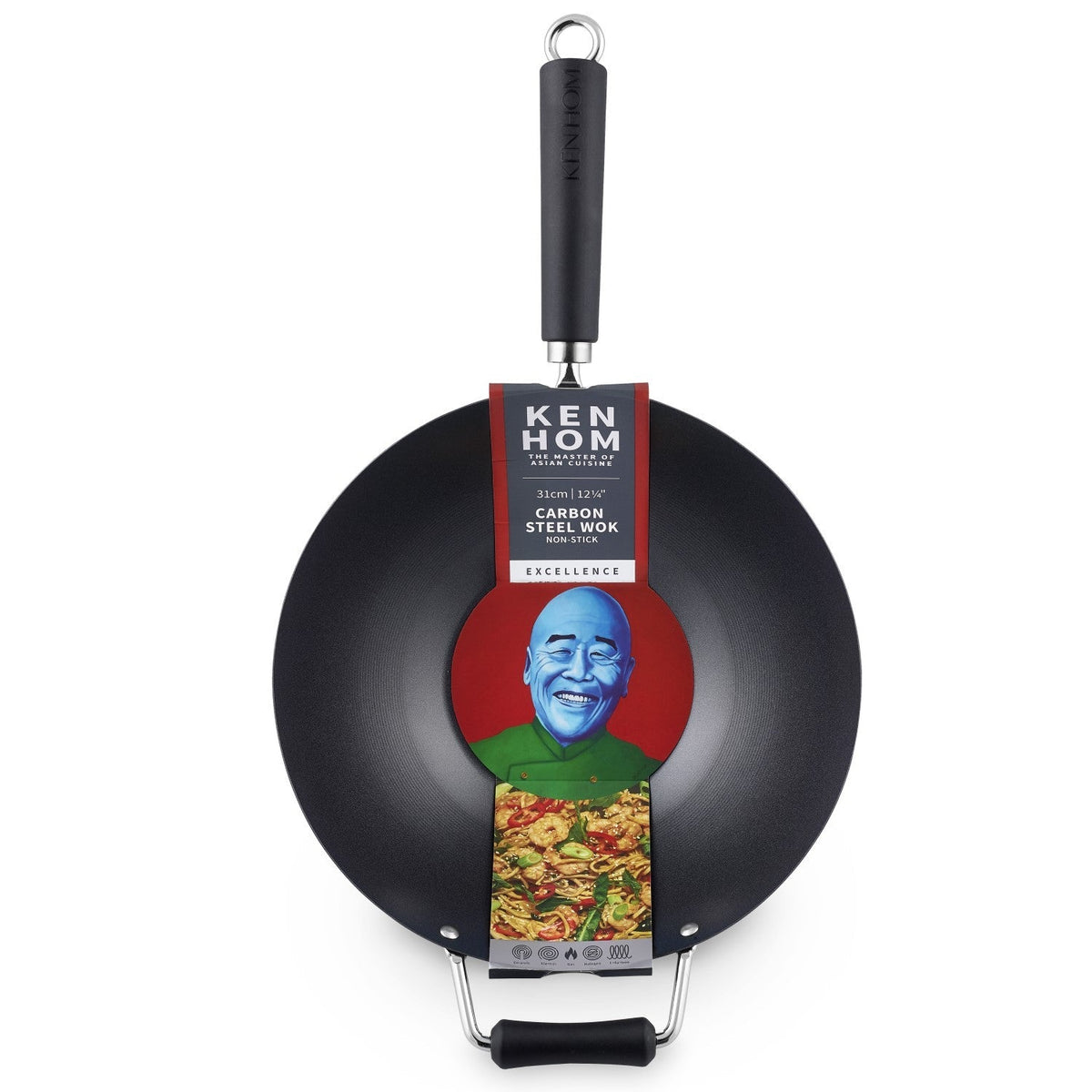 Wok antiadherente de acero al carbono Ken Hom Excellence, 12 pulgadas