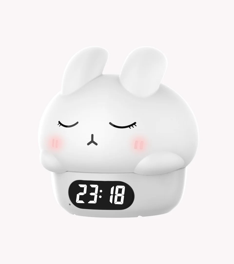Reloj despertador con luz nocturna de conejito