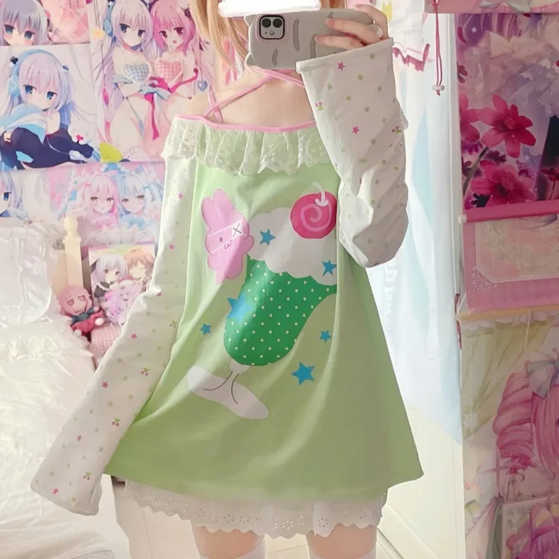 Camiseta de helado de conejito kawaii