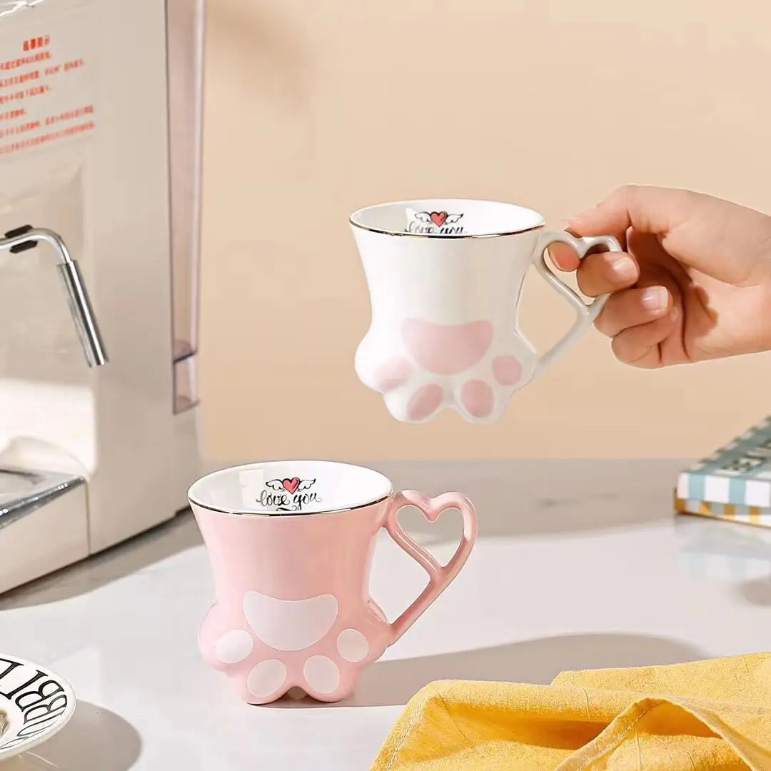 Tazas con forma de pata de gato kawaii