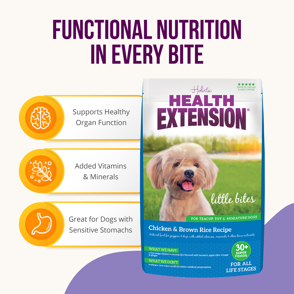 Little Bites Chicken & Brown Rice Recipe – Small Breed Formula