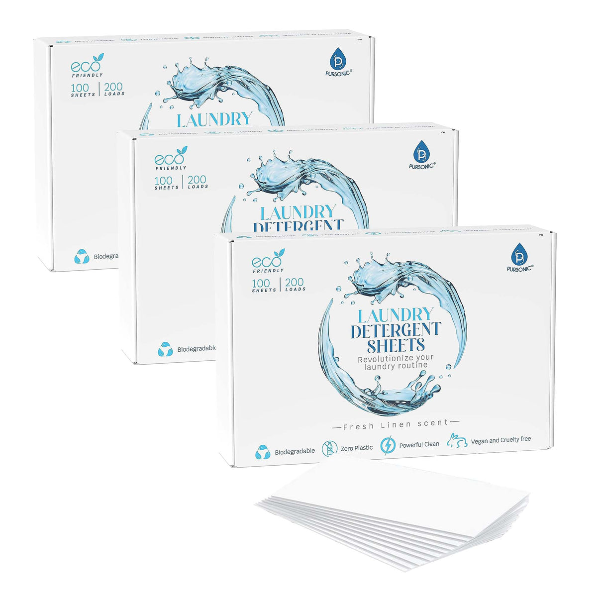Toallitas de detergente natural para ropa, ecológicas, con aroma a lino fresco