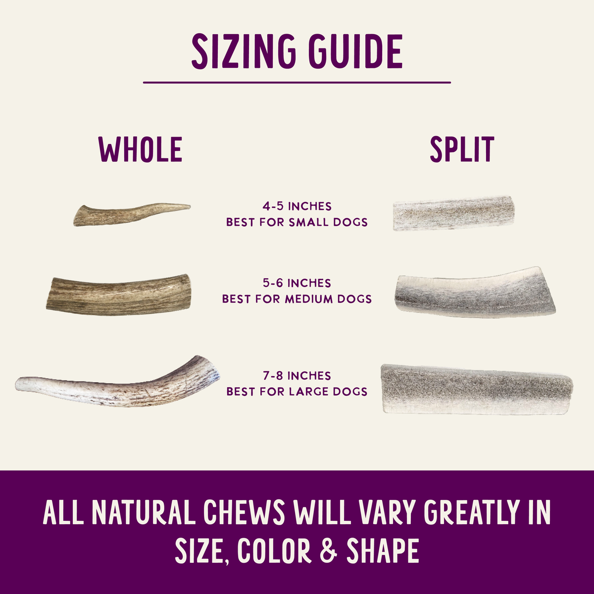 Natural Whole Elk Antler Dog Chews