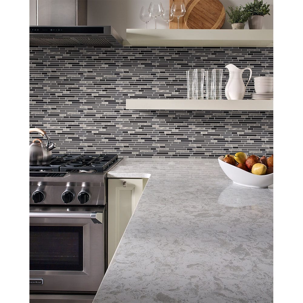 Lorena Grigio Interlocking Mesh-Mounted Mosaic Tile 11.88"x13.75" Glass Stone -MSI Collection