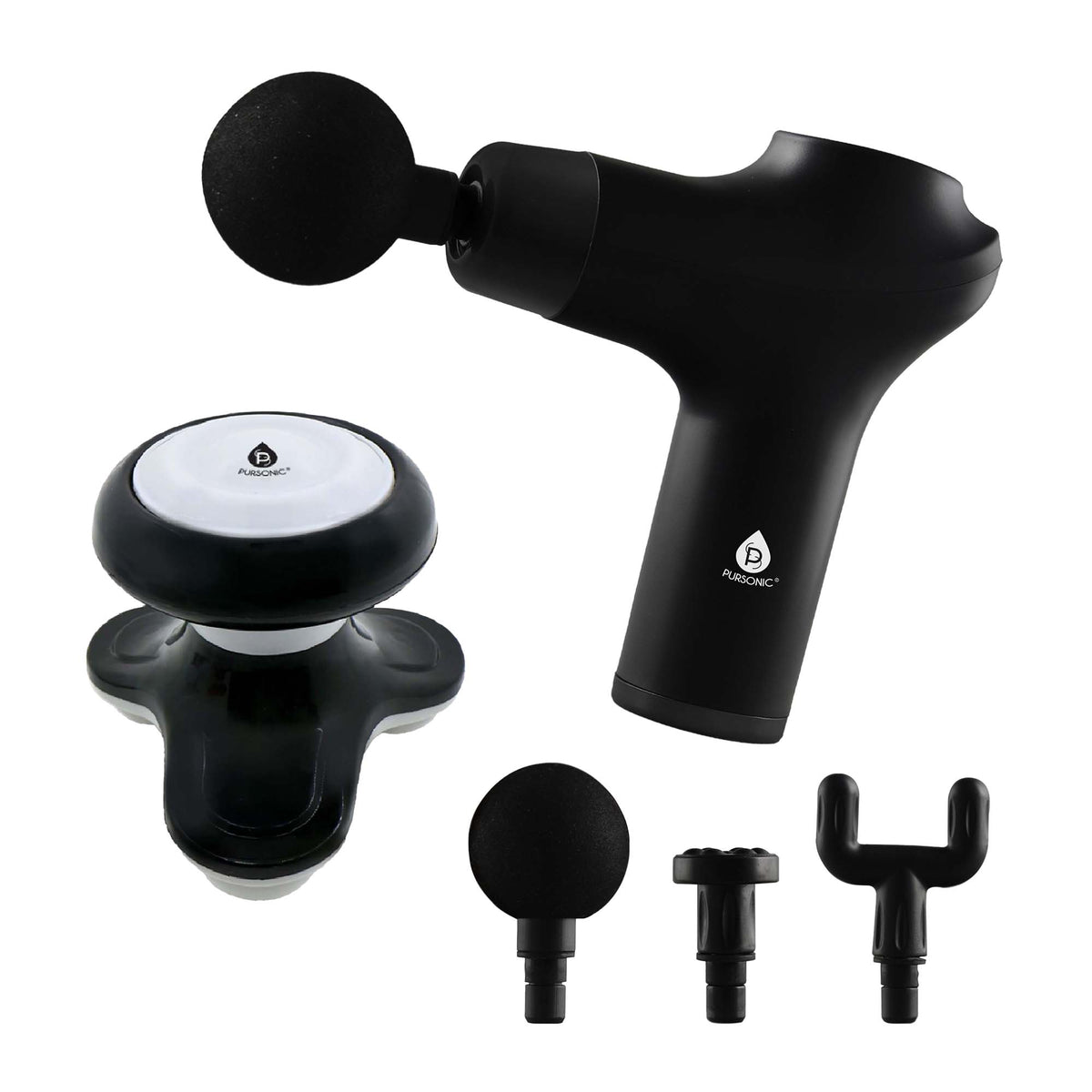 Pursonic - Dúo potente de recuperación y relajación muscular: pistola de masaje y masajeador deportivo eléctrico de mano