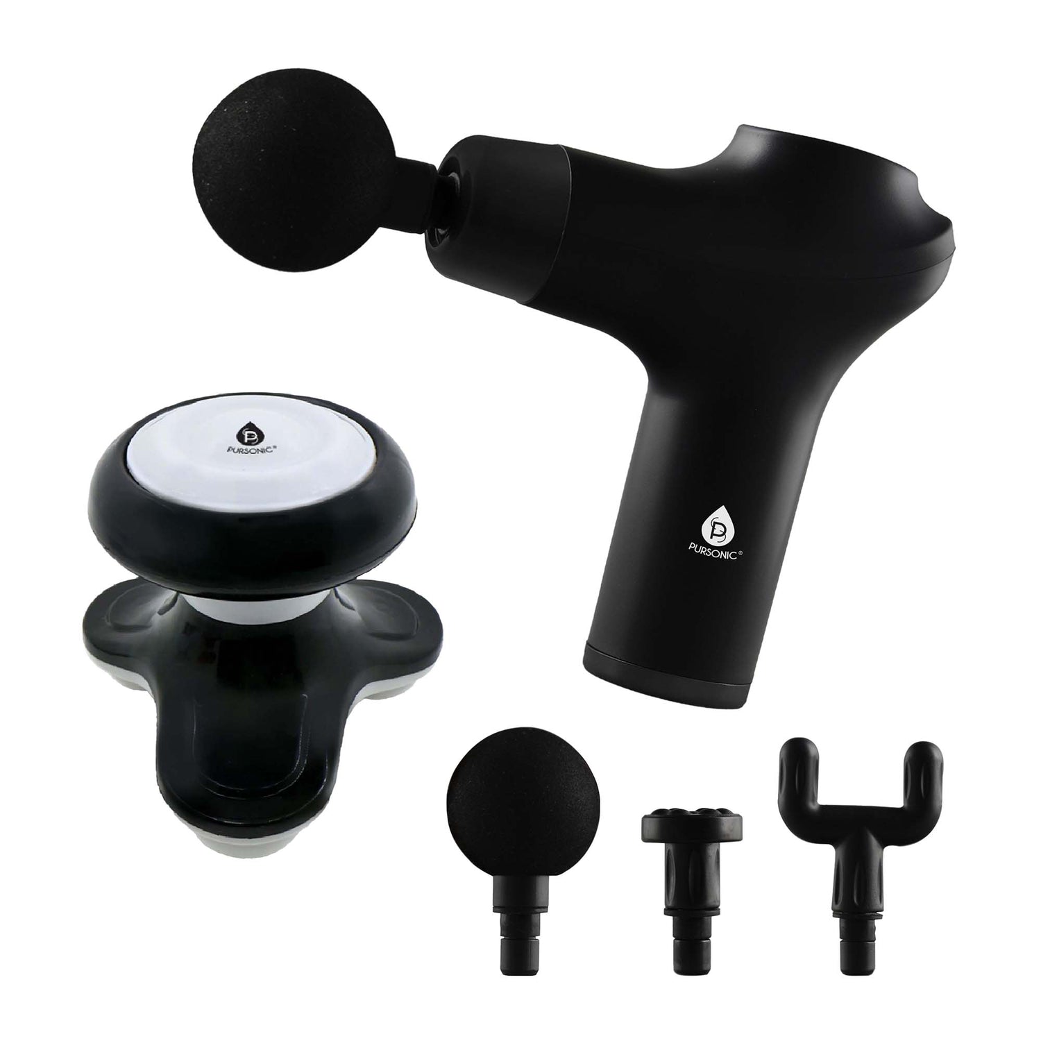 Pursonic - Dúo potente de recuperación y relajación muscular: pistola de masaje y masajeador deportivo eléctrico de mano