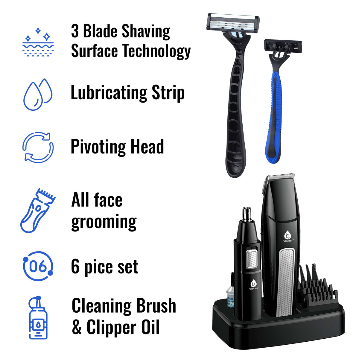 Set de cuidado personal definitivo de Mario Lopez: kit de 10 piezas para cabello, barba y cuerpo + maquinillas de afeitar desechables
