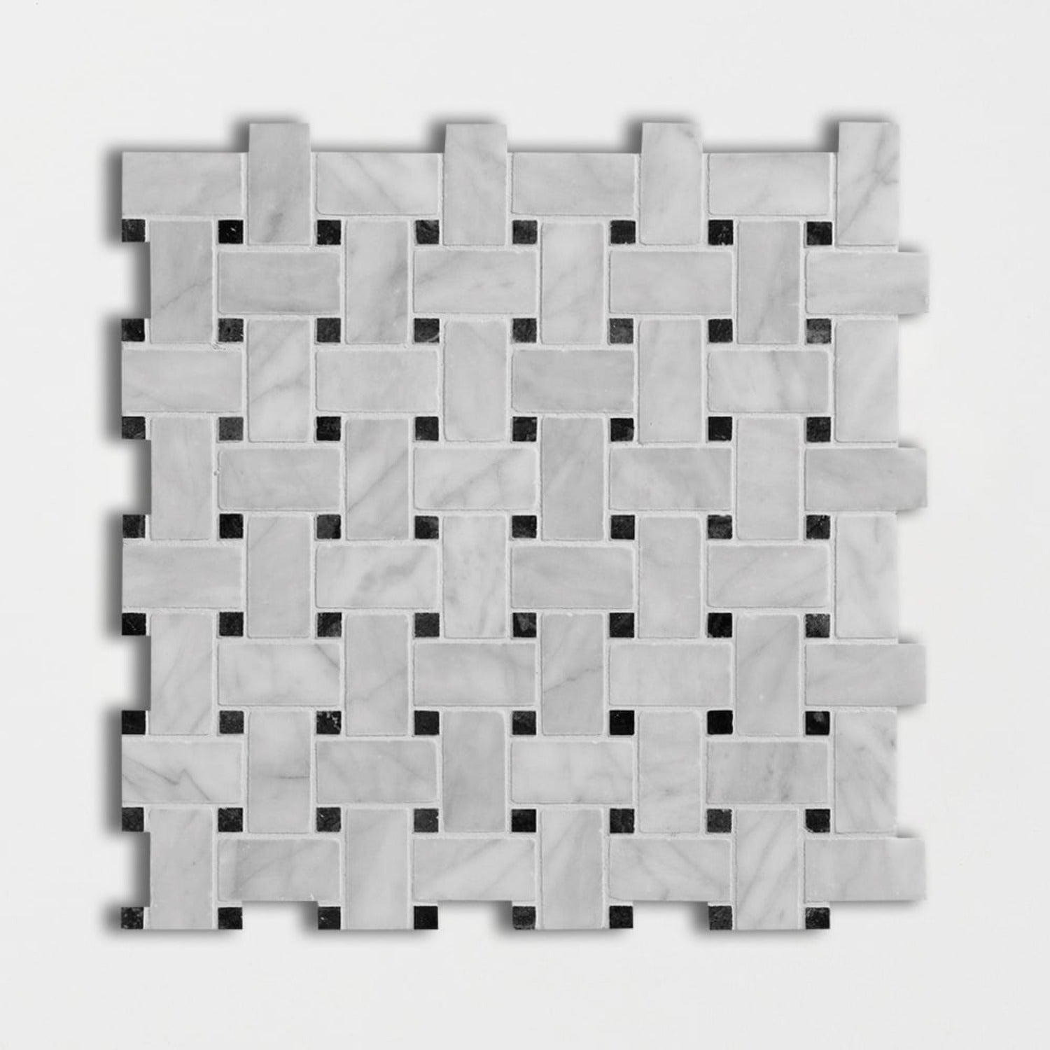 Cararra Honed 12"x12" Basket Weave Marble Mosaic Tile