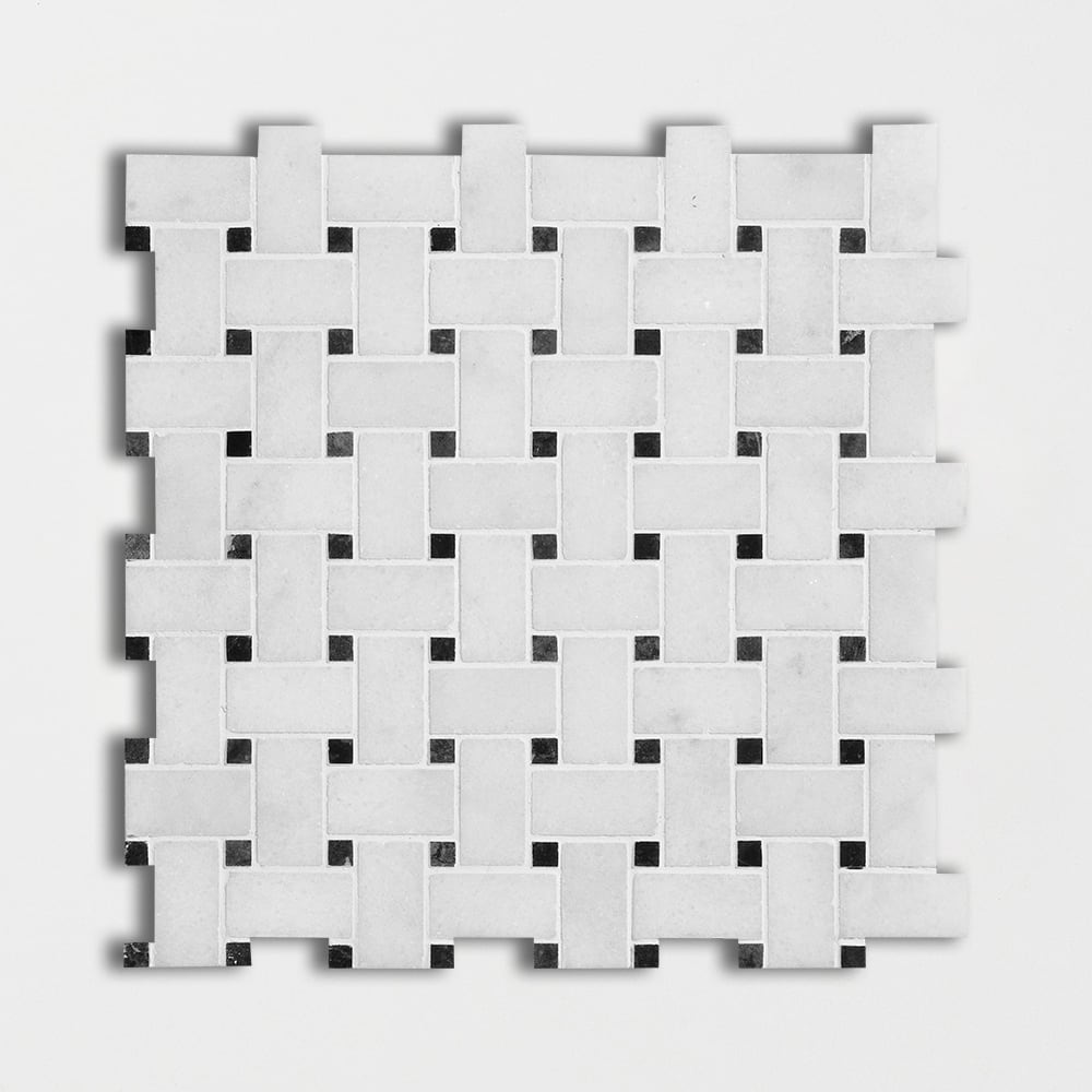 Calacatta Honed 12"x12" Basket Weave Marble Mosaic