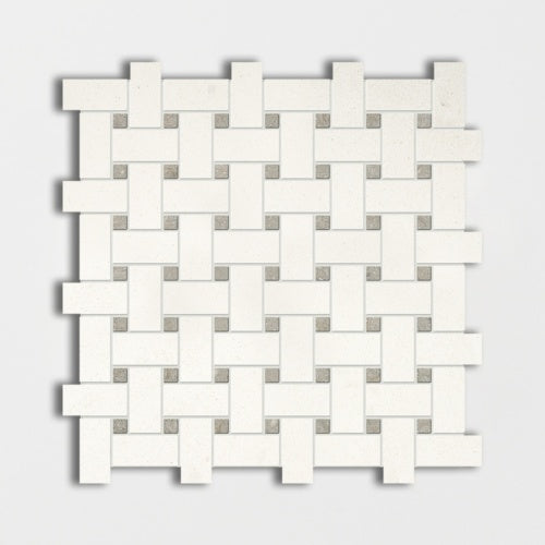 Hampton & Olive Green Honed 12"x12" Basket Weave Limestone Mosaic Tile