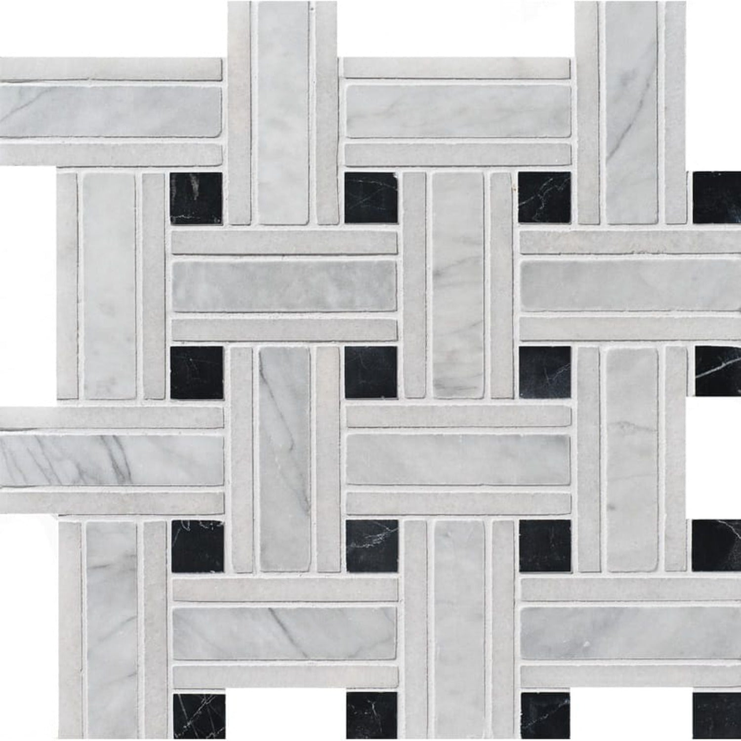 Cararra Honed 12"x12" Lattice Marble Mosaic Tile
