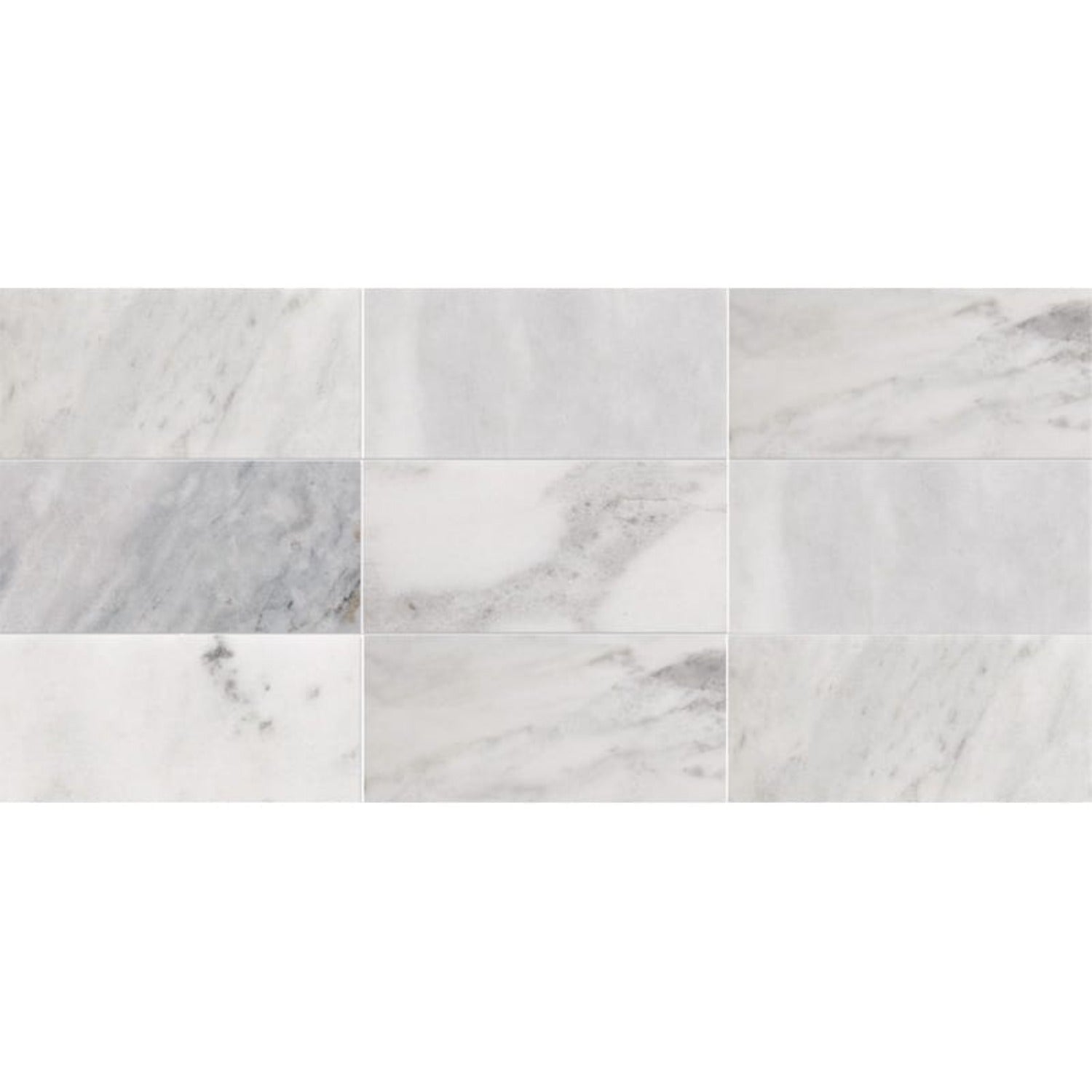 Cararra Honed 8 1/2"x16 3/4" Subway On Mesh Marble Mosaic Tile