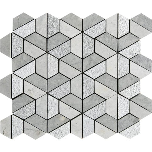 Centennial Blend 10 3/8"x12" Textured 3d Hexagon Limestone Mosaic Tile