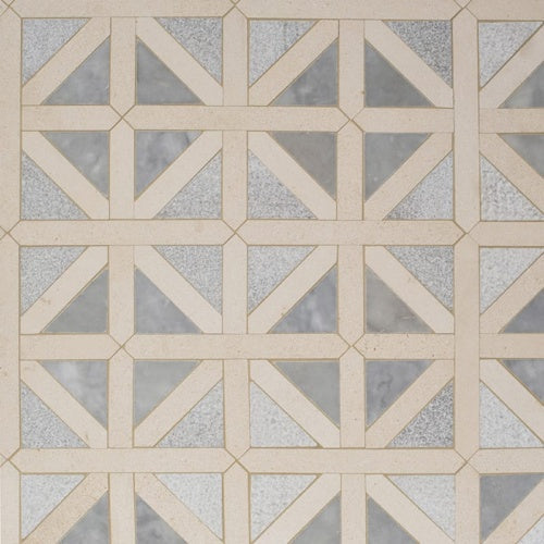 Cararra, Palisandra, Hampton Multi Finish 14 3/4"x14 3/4" Classic Lattice Marble Mosaic Tile