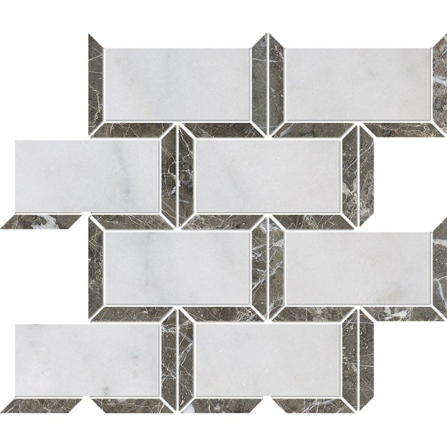 Lonte Silver Drop 9 5/8"x11 13/16" Polished Cascade Marble Mosaic Tile