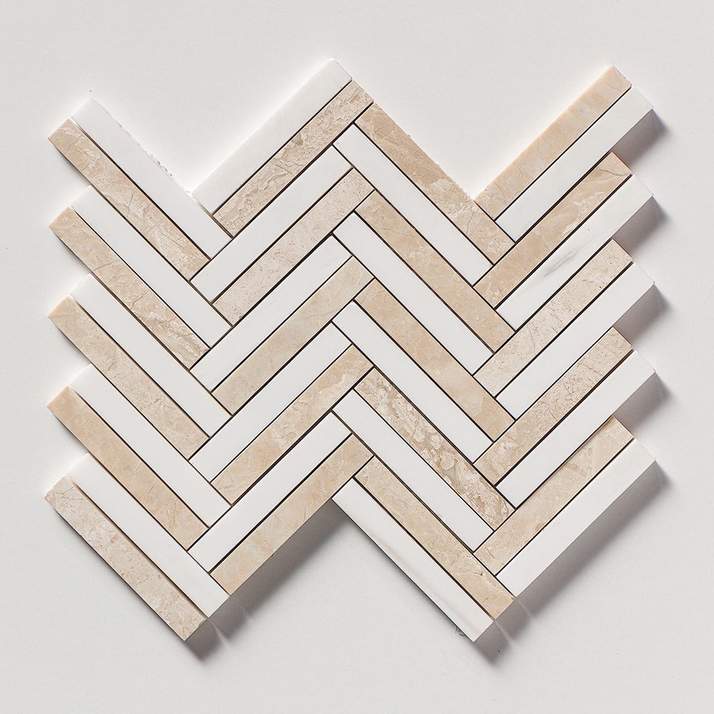 Diana Royal Snow White 11 13/16"x12 3/16" Multi Finish Raya Basket Marble Mosaic Tile