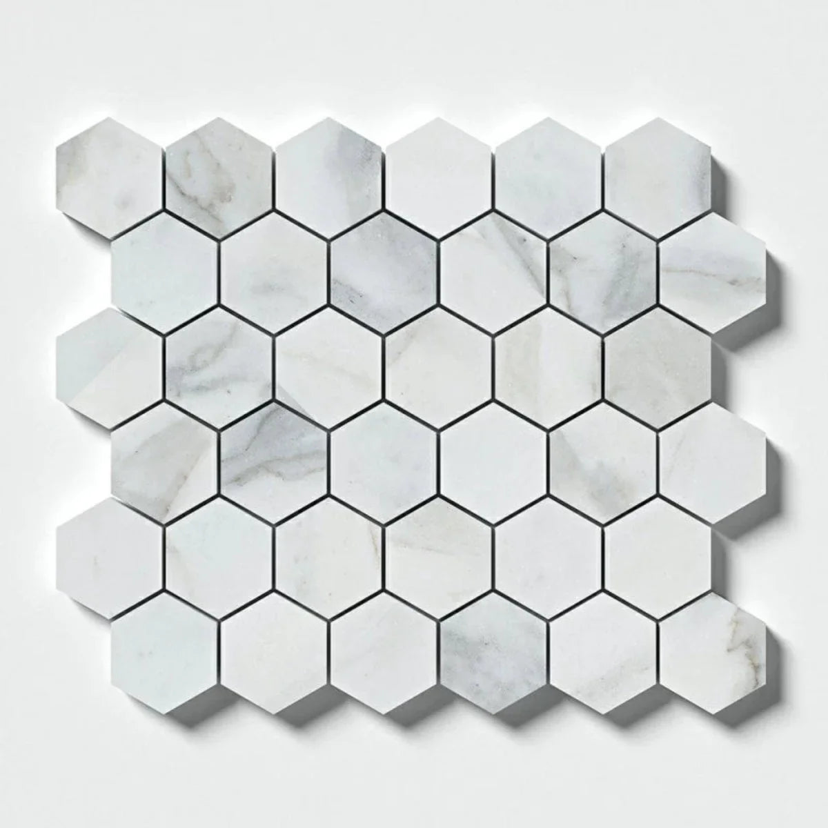 Calacatta Gold Modena 10 3/8"x12" Polished Hexagon Marble Mosaic Tile