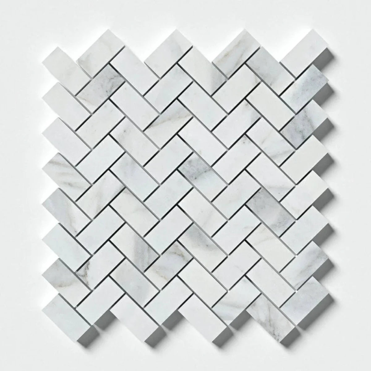 Calacatta Gold Modena 12 1/8"x13 3/8" Polished Herringbone Marble Mosaic Tile