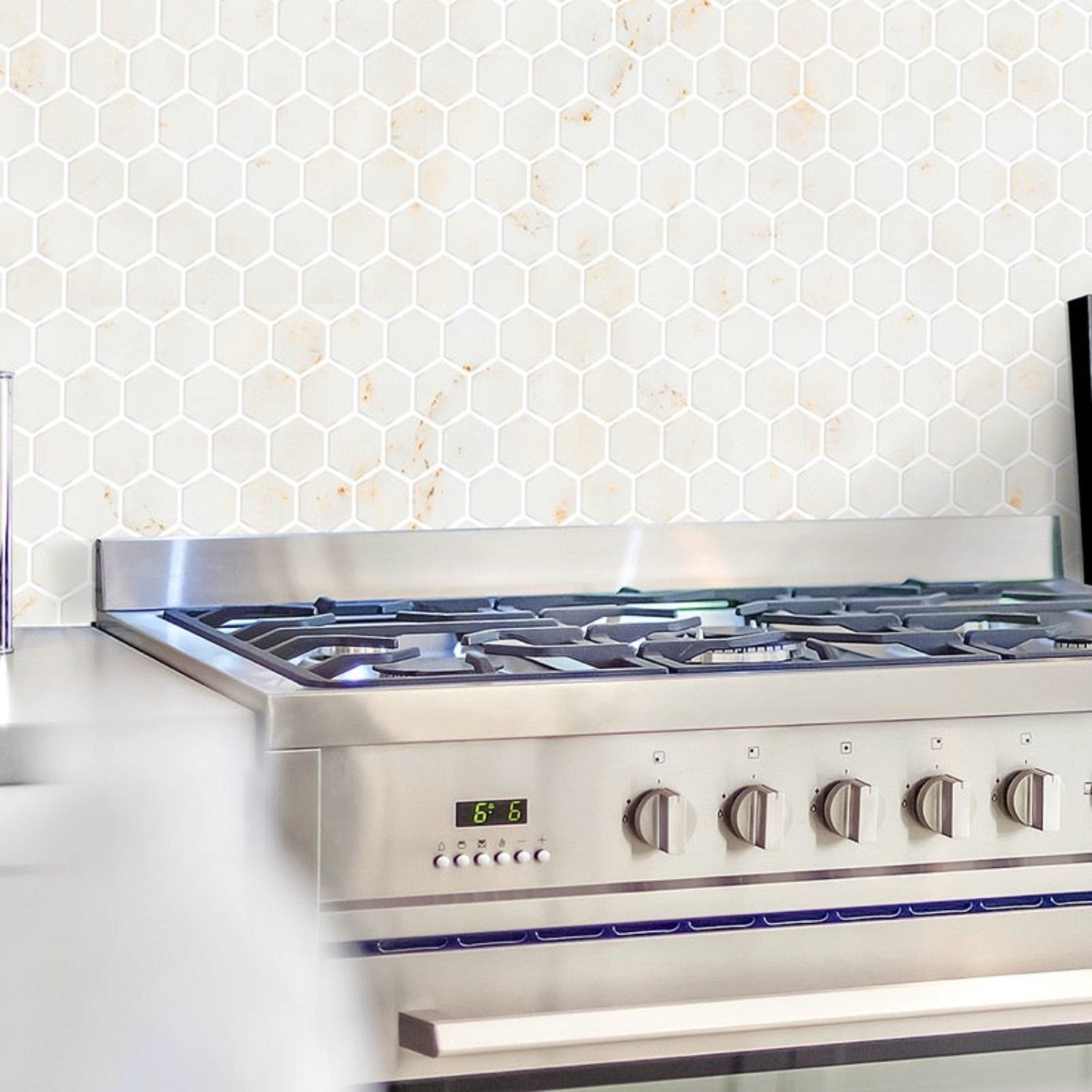 Calacatta Roma 10 3/8"x12" Honed Hexagon Marble Mosaic Tile