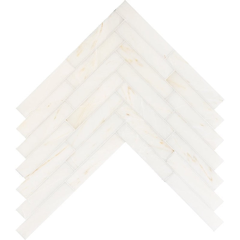 Calacatta Roma 12 7/8"x8 9/16" Honed Large Herringbone Marble Mosaic Tile