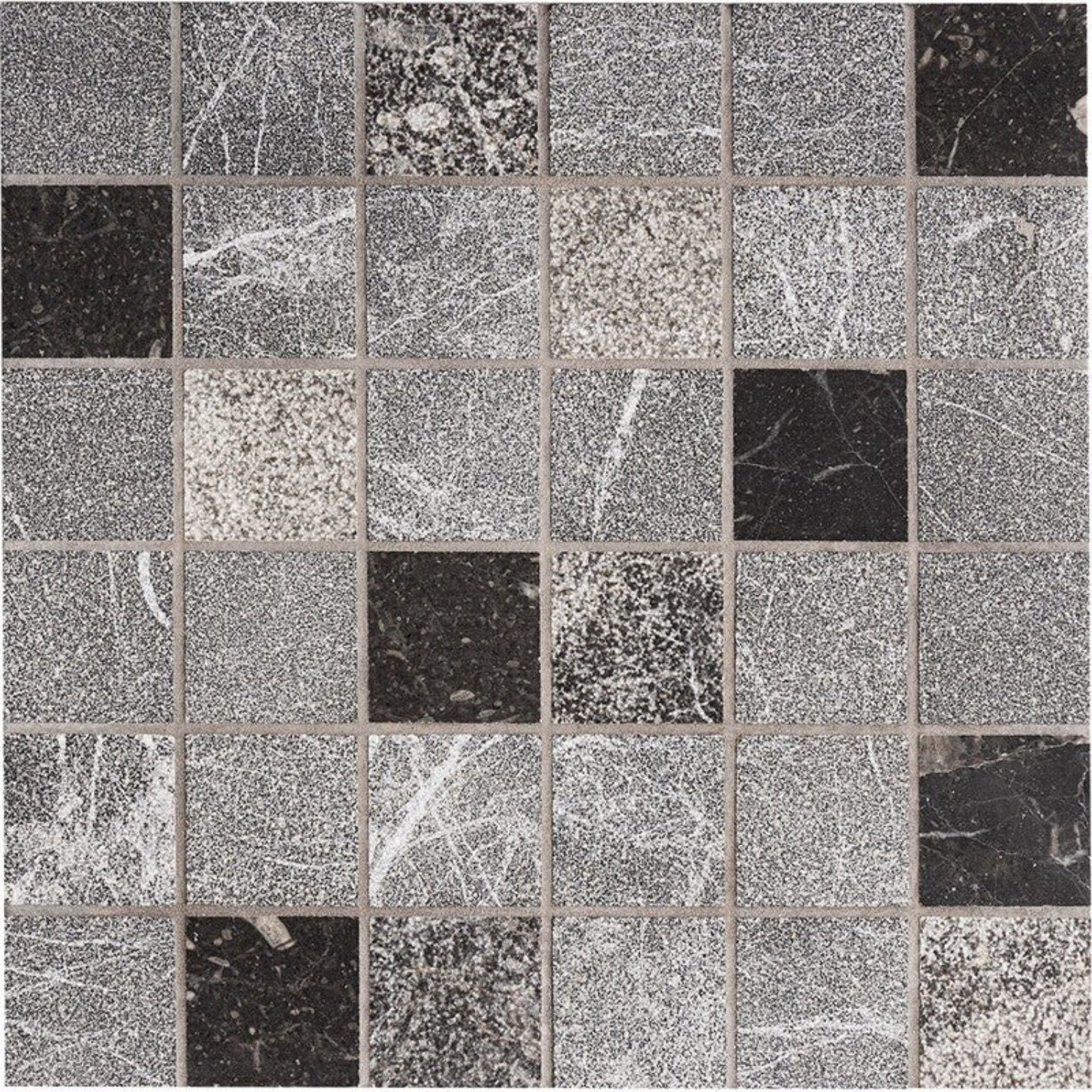 Mosaico de mármol Black Night de 30 x 30 cm con textura de 5 x 5 cm
