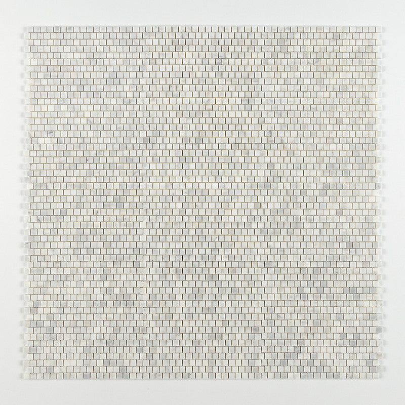 Carrara Blend Honed 12"x12" Staggered Joint Marble Mosaic