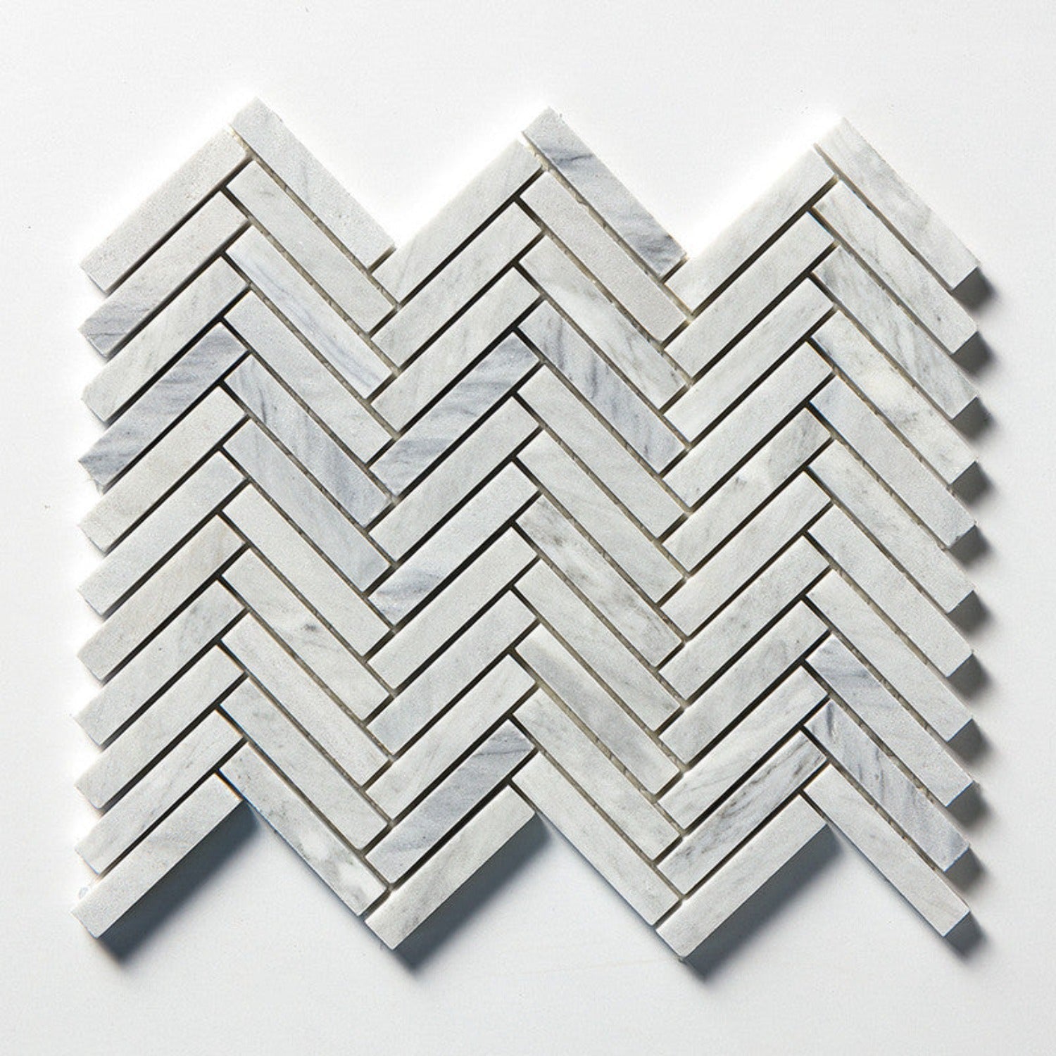 Carrara Blend Honed 12 1/8"x13 3/8" Herringbone Marble Mosaic
