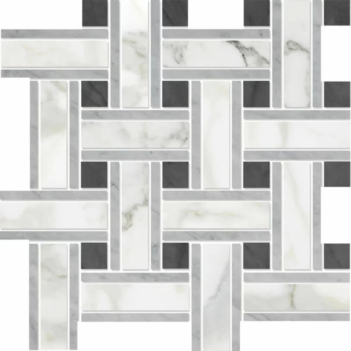 Calacatta Gold 12"x12" Polished Lattice Marble Mosaic Tile