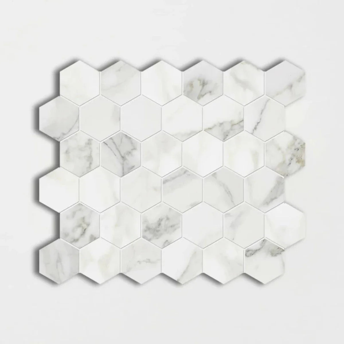 Calacatta Gold 12"x12" Polished Hexagon Marble Mosaic Tile