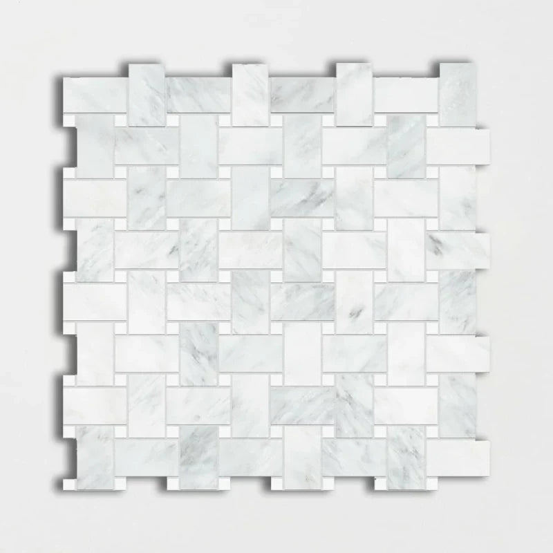 Calacatta Amore 12"x12" Polished Basket Weave Marble Mosaic Tile