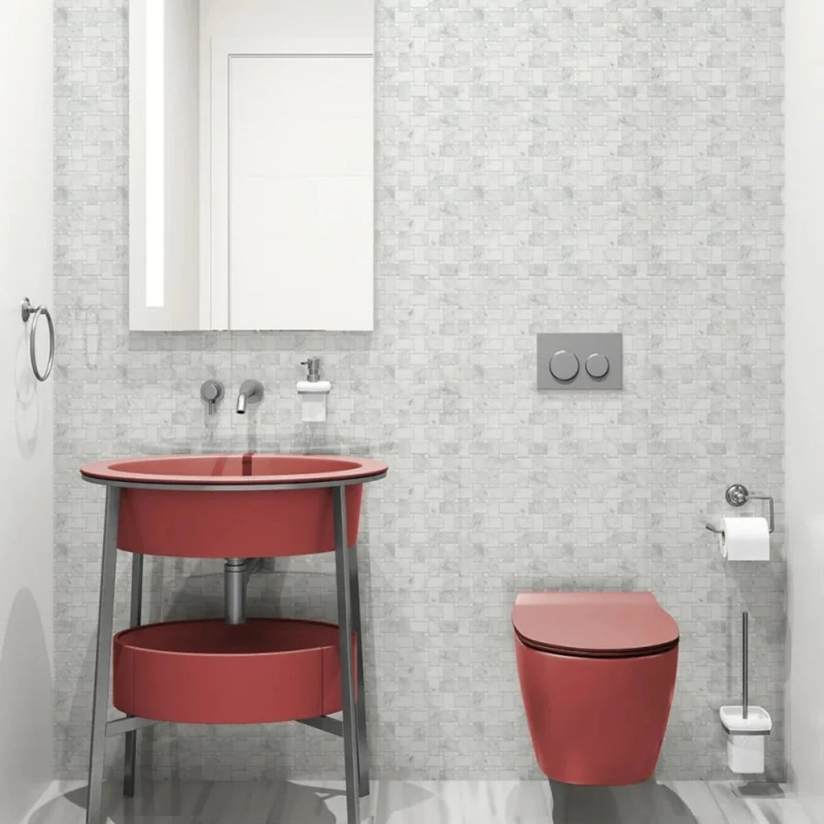 Calacatta Amore 12"x12" Polished Basket Weave Marble Mosaic Tile