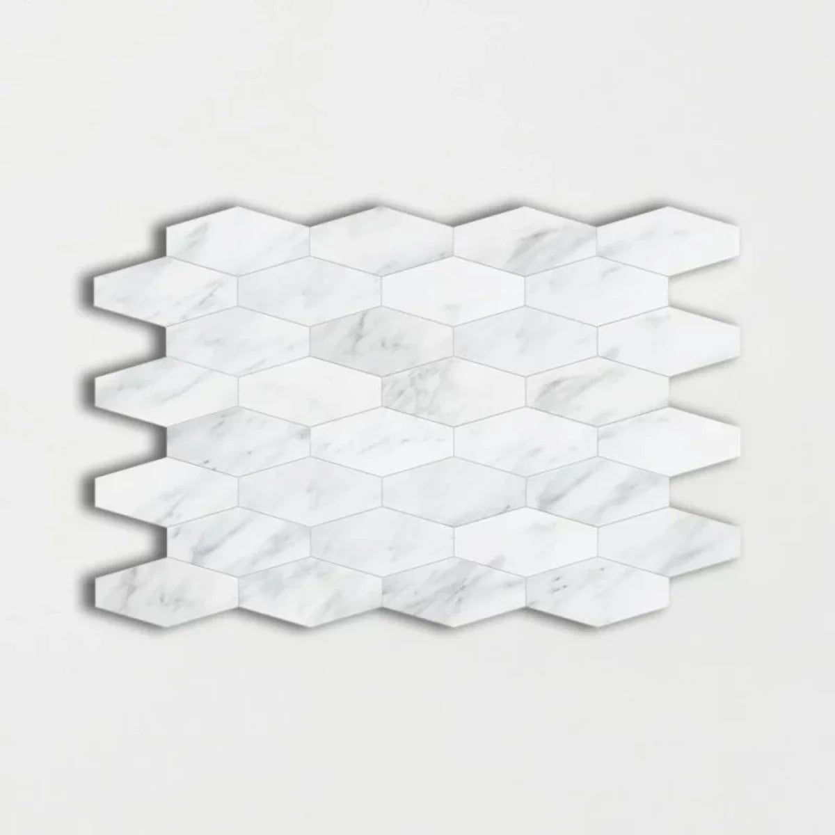 Calacatta Amore 10"x12 1/4" Honed Elongated Hexagon Marble Mosaic Tile