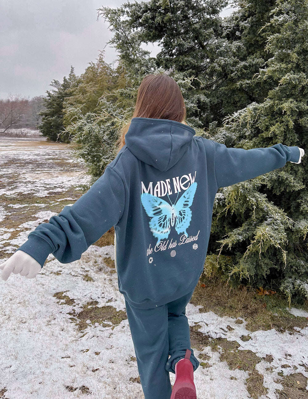 Sudadera unisex con capucha de mariposa hecha a medida