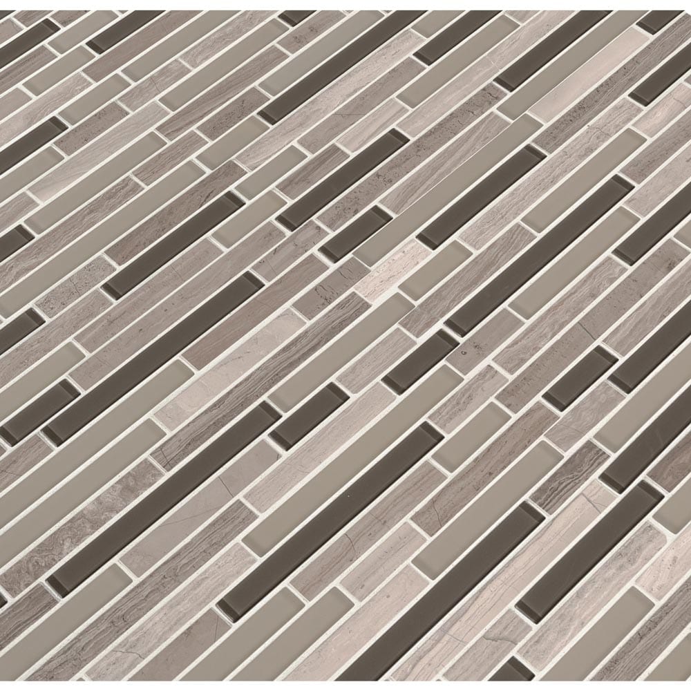 Modello Grigio Interlocking 12"x12" Glass Stone Mesh-Mounted Mosaic Tile  Pattern - MSI Collection